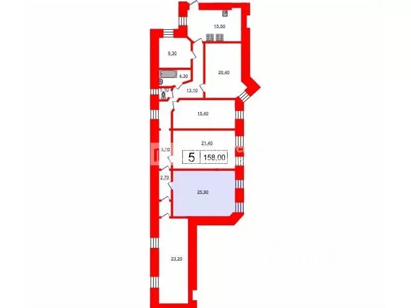Комната Санкт-Петербург Перекупной пер., 9 (25.9 м) - Фото 1