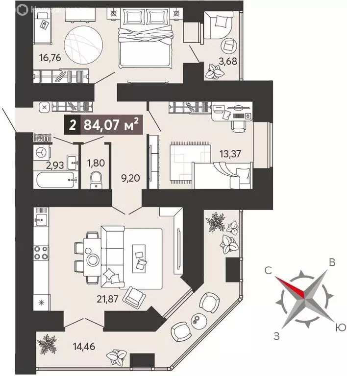 2-комнатная квартира: Пенза, улица 8 Марта, 31к5 (84.07 м) - Фото 0