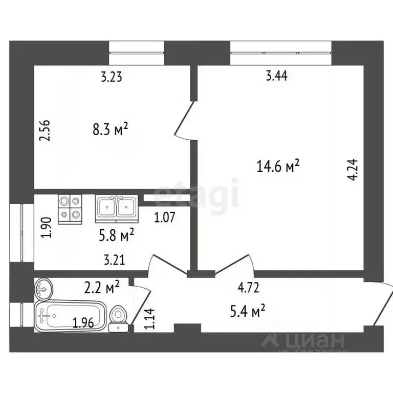 2-к кв. Башкортостан, Стерлитамакский район, Куганакский сельсовет, с. ... - Фото 1
