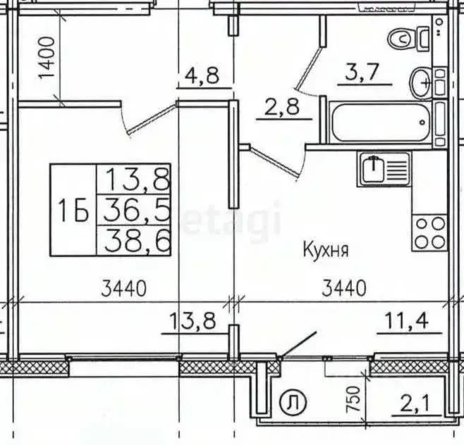1-к кв. Иркутская область, Иркутск Гусарская тер., 10 (38.6 м) - Фото 1