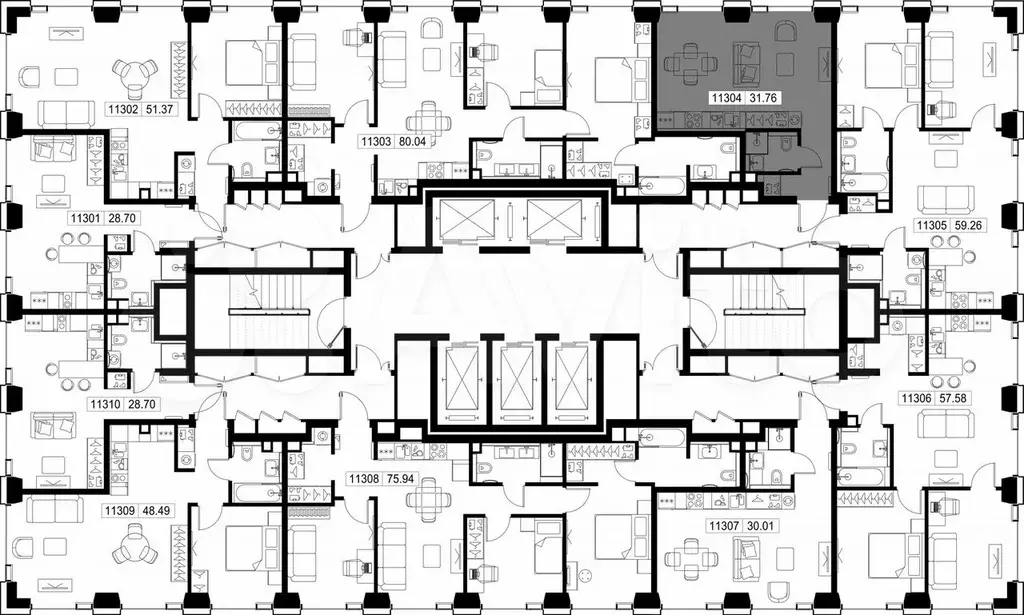 Квартира-студия, 31,8 м, 13/52 эт. - Фото 1