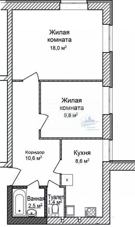 2-к кв. Нижегородская область, Балахна ул. Космонавтов, 14 (51.0 м) - Фото 1