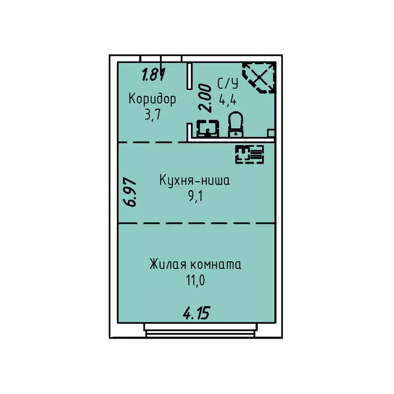 1-комнатная квартира: Иркутск, Култукская улица, 16 (28.2 м) - Фото 0