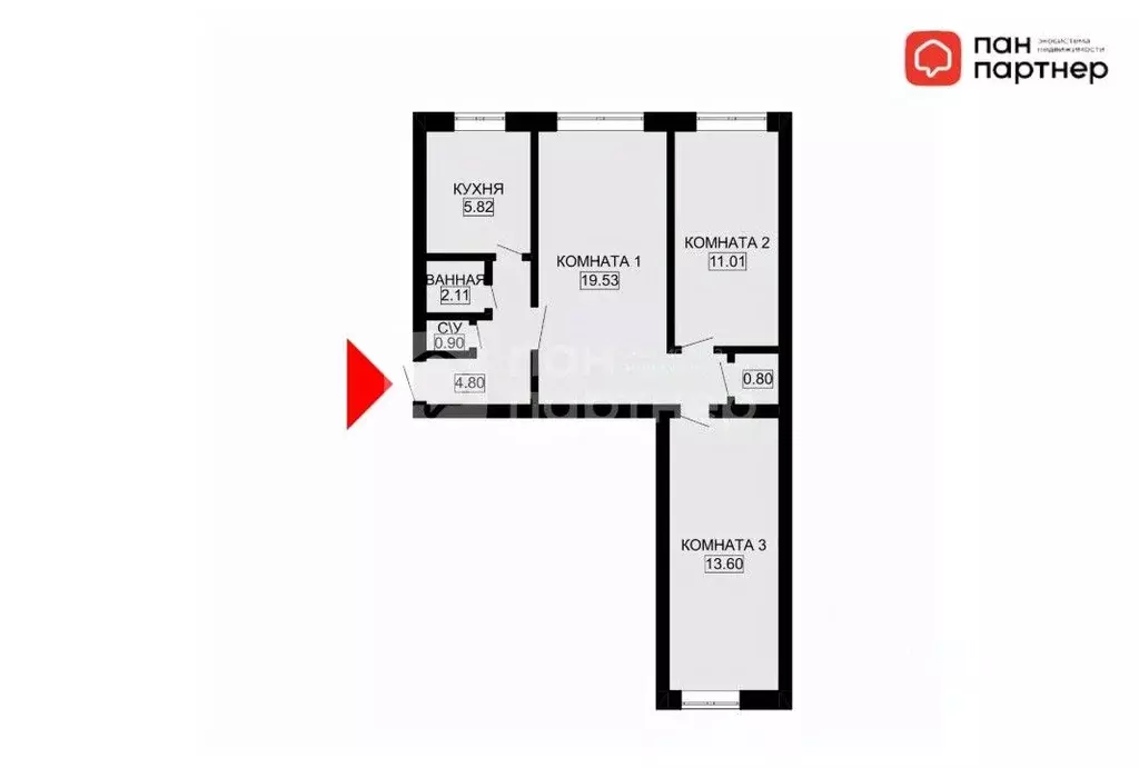 3-к кв. Санкт-Петербург просп. Науки, 40 (58.5 м) - Фото 2