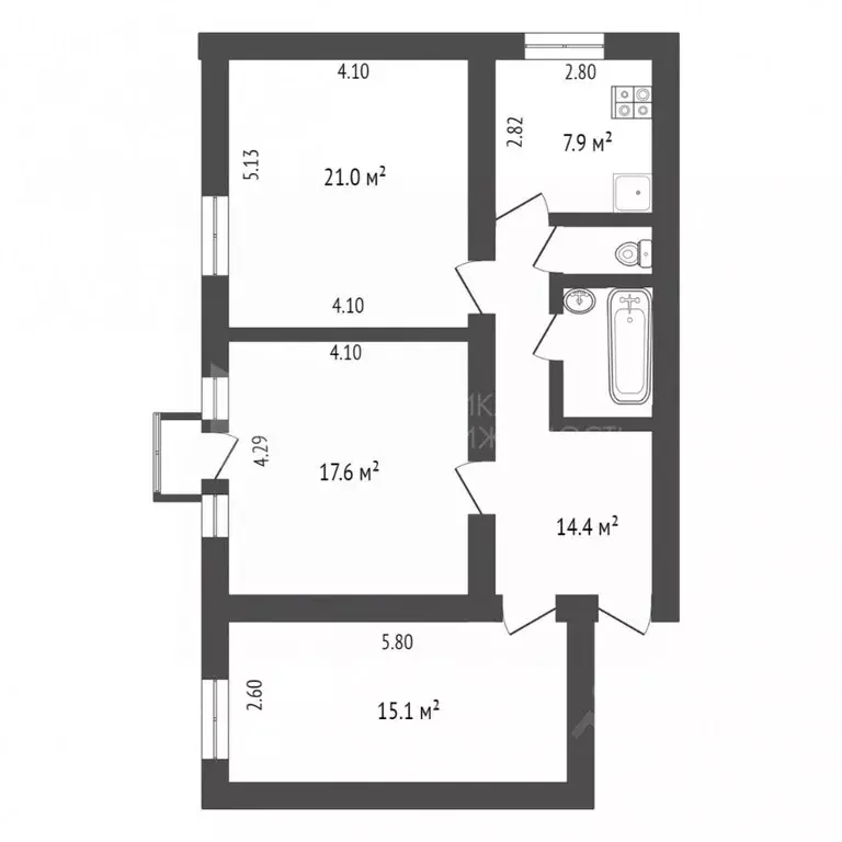 3-к кв. Тюменская область, Тюмень Мыс мкр, ул. Макарова, 21 (79.9 м) - Фото 1