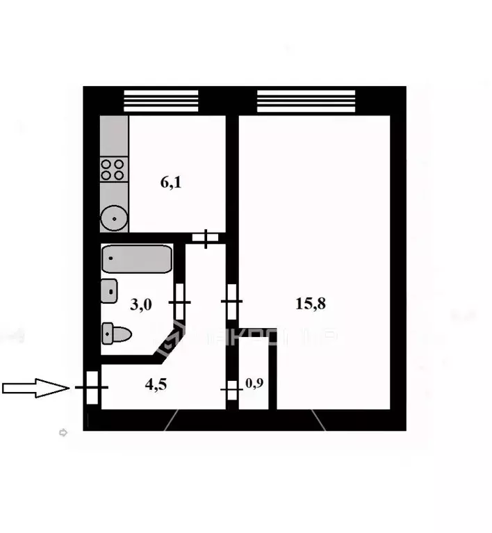 1-к кв. Санкт-Петербург ул. Ольминского, 16 (30.3 м) - Фото 1