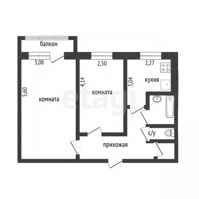 2-к кв. Белгородская область, Белгород ул. Костюкова (44.03 м) - Фото 1