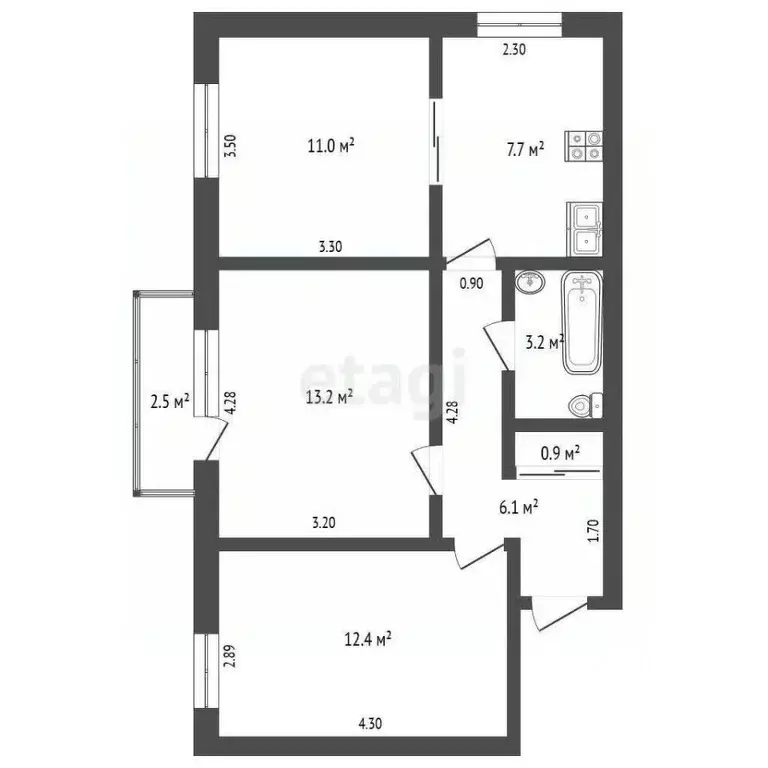3-к кв. Ростовская область, Ростов-на-Дону просп. Соколова, 75 (57.0 ... - Фото 1