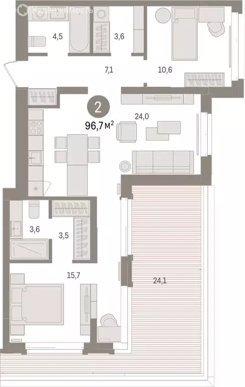 2-комнатная квартира: Тюмень, жилой комплекс На Минской (96.71 м) - Фото 1