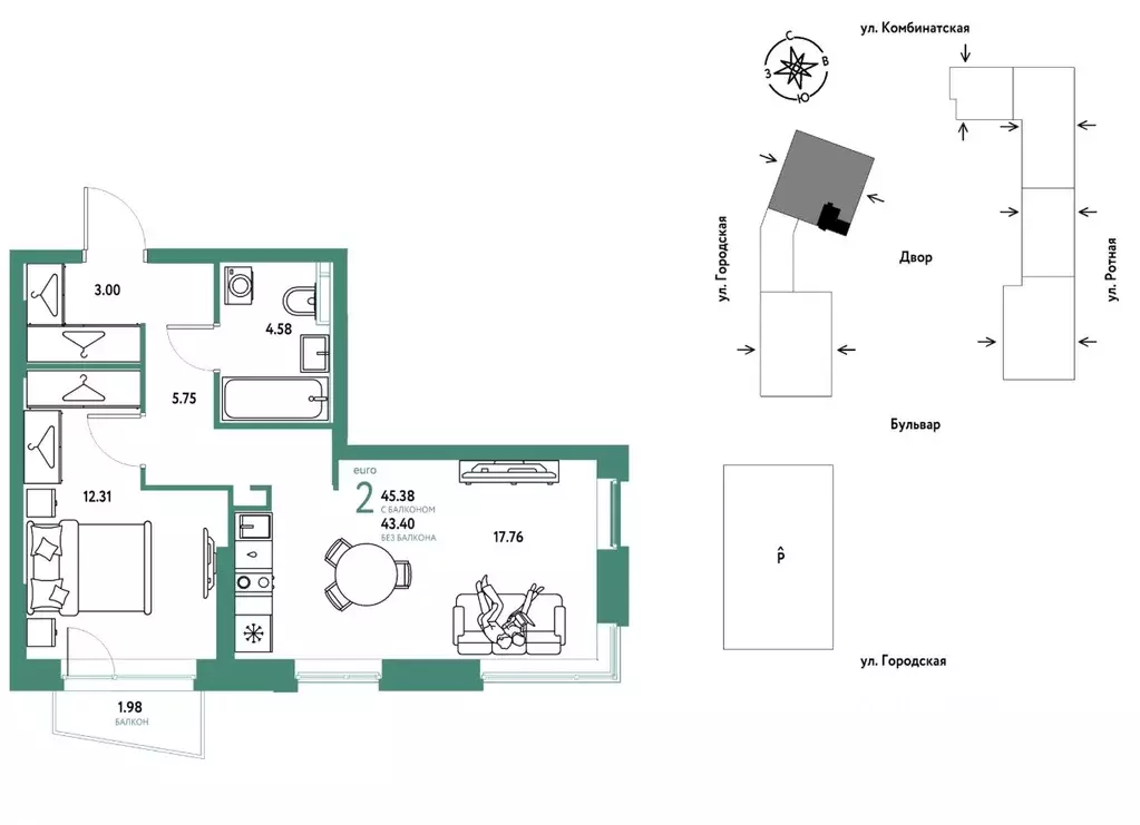 2-к кв. Свердловская область, Екатеринбург муниципальное образование, ... - Фото 1