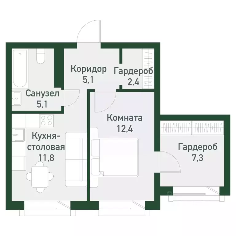 1-к кв. Челябинская область, Челябинский городской округ, пос. ... - Фото 1