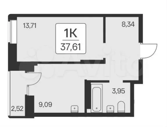 1-к. квартира, 37,6 м, 9/23 эт. - Фото 0