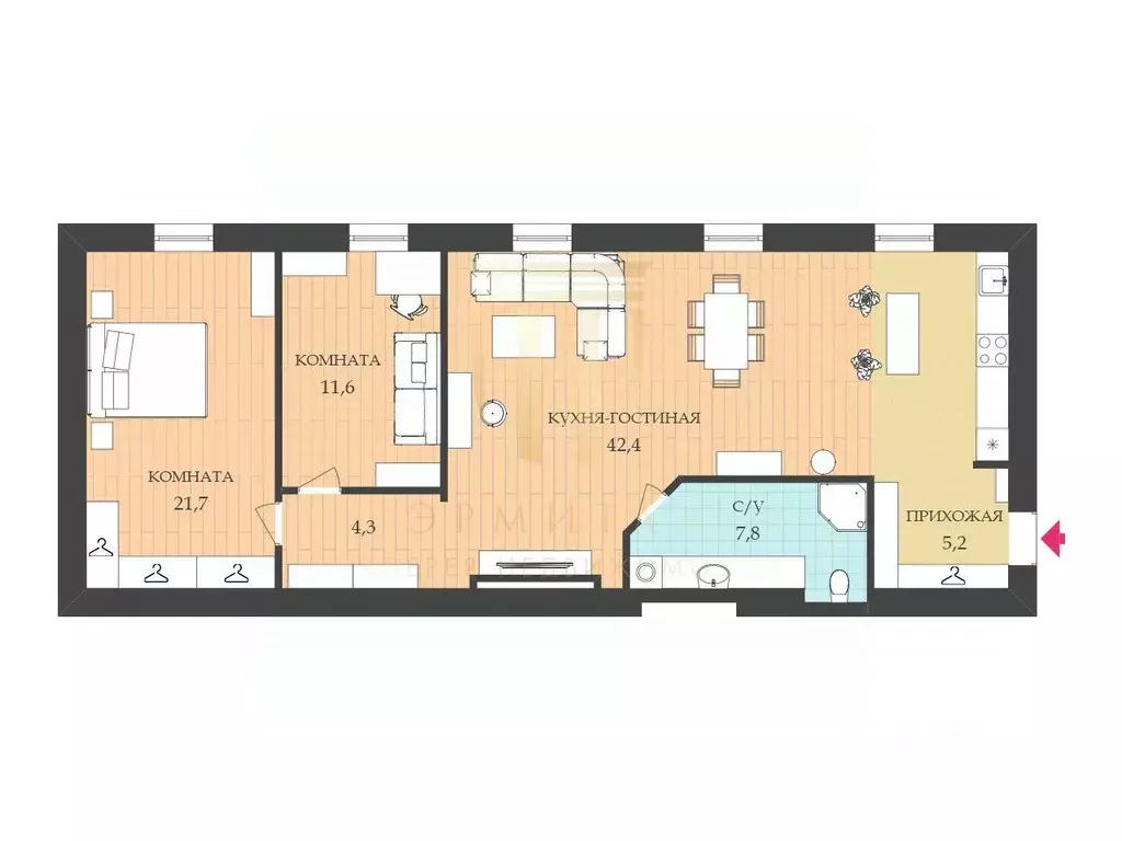 3-к кв. Санкт-Петербург Большая Посадская ул., 9/5Б (93.0 м) - Фото 2