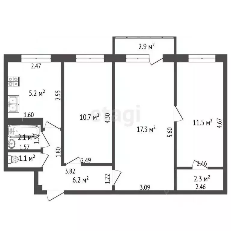 3-к кв. Самарская область, Самара просп. Кирова, 220 (56.4 м) - Фото 1