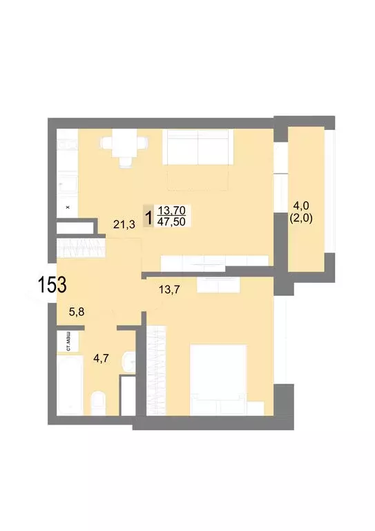 1-комнатная квартира: Екатеринбург, Посадская улица, 26 (47.5 м) - Фото 1