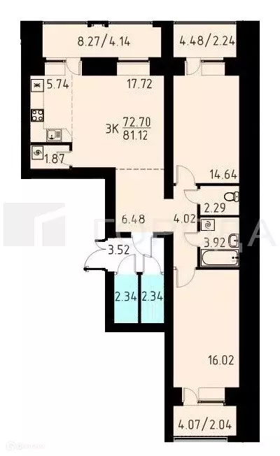 Продаётся 3-к квартира, 81.12 м - Фото 0