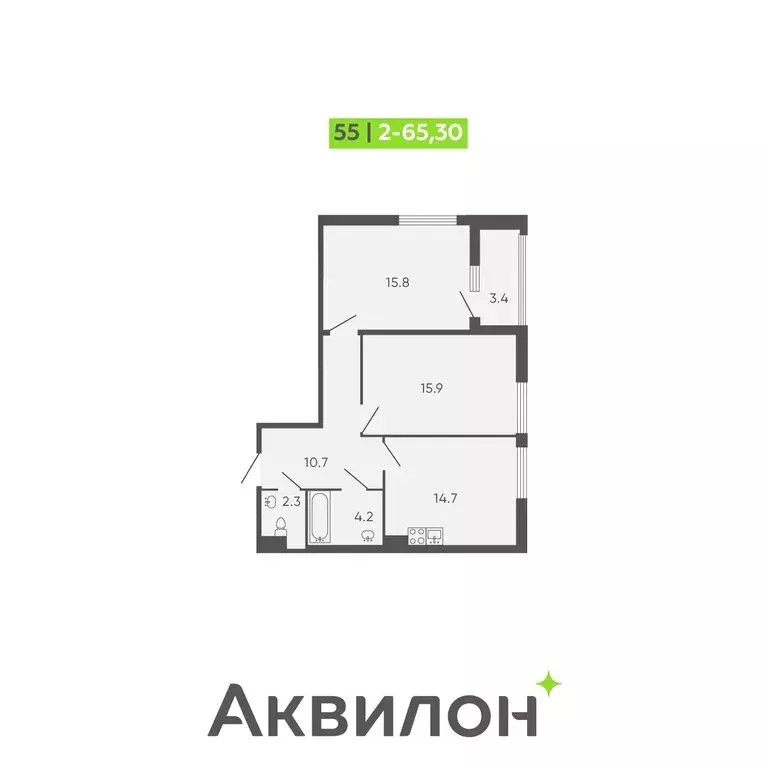 2-комнатная квартира: Санкт-Петербург, Лодейнопольская улица, 7 (65.3 ... - Фото 0
