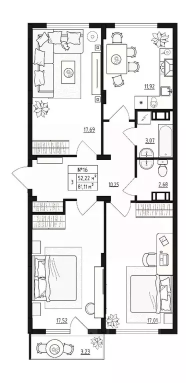 3-к кв. Ленинградская область, Гатчинский муниципальный округ, д. ... - Фото 1