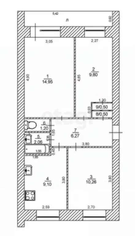 3-к кв. Ульяновская область, Ульяновск ул. Минаева, 15 (54.6 м) - Фото 1