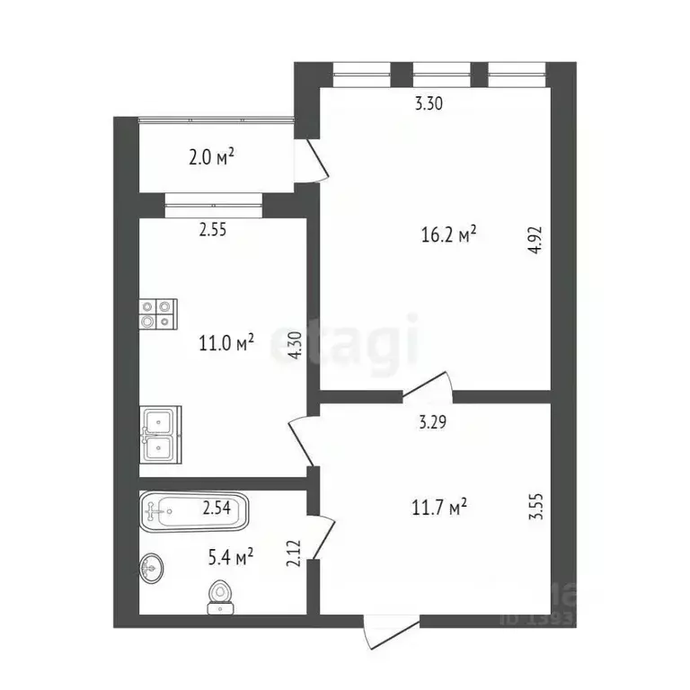 1-к кв. Тюменская область, Тюмень Широтная ул., 187к2 (43.0 м) - Фото 1