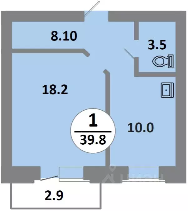 1-к кв. Красноярский край, Красноярск Соколовская ул., 52 (39.8 м) - Фото 1
