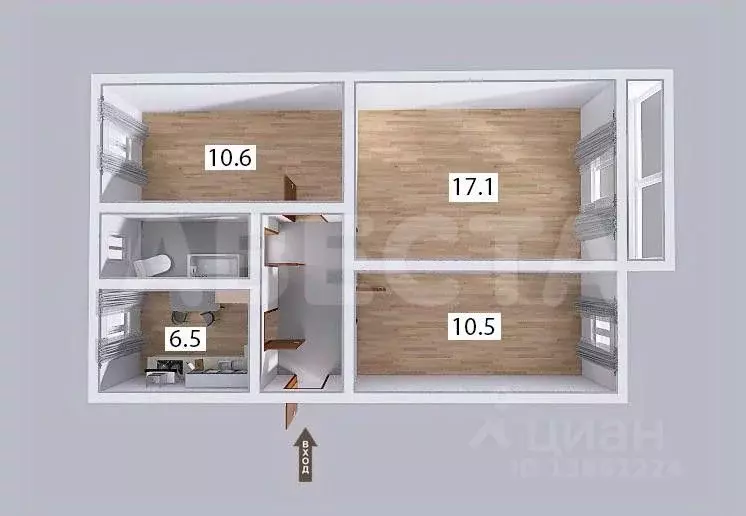3-к кв. Омская область, Омск ул. 4-я Линия, 229 (53.4 м) - Фото 2