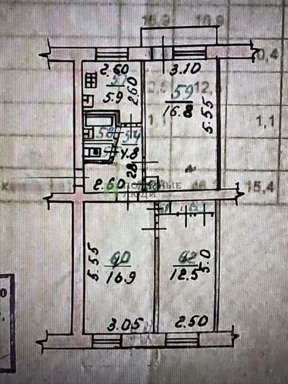 3-к кв. Орловская область, Орел Полесская ул., 12 (61.6 м) - Фото 2
