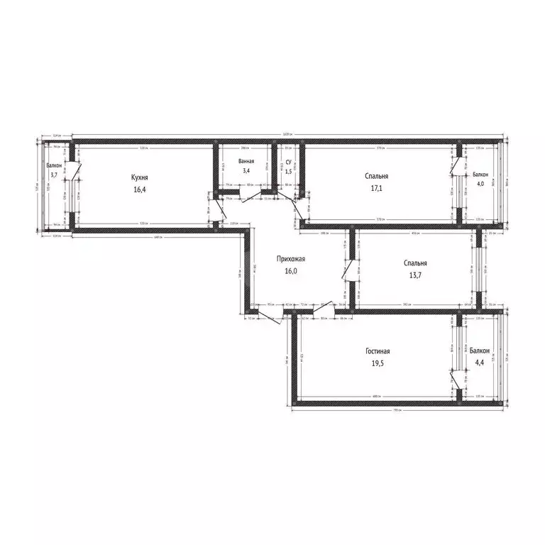 3-комнатная квартира: Махачкала, улица Хаджи Булача, 17Д (102 м) - Фото 1