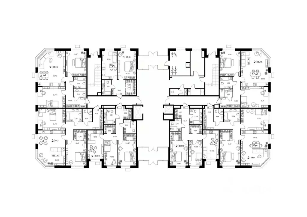 2-к кв. Пензенская область, Заречный Братская ул., 8 (81.09 м) - Фото 1