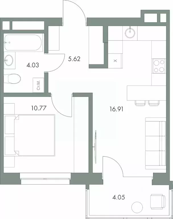 1-к кв. Ханты-Мансийский АО, Сургут ул. Семена Билецкого, 15 (41.38 м) - Фото 1