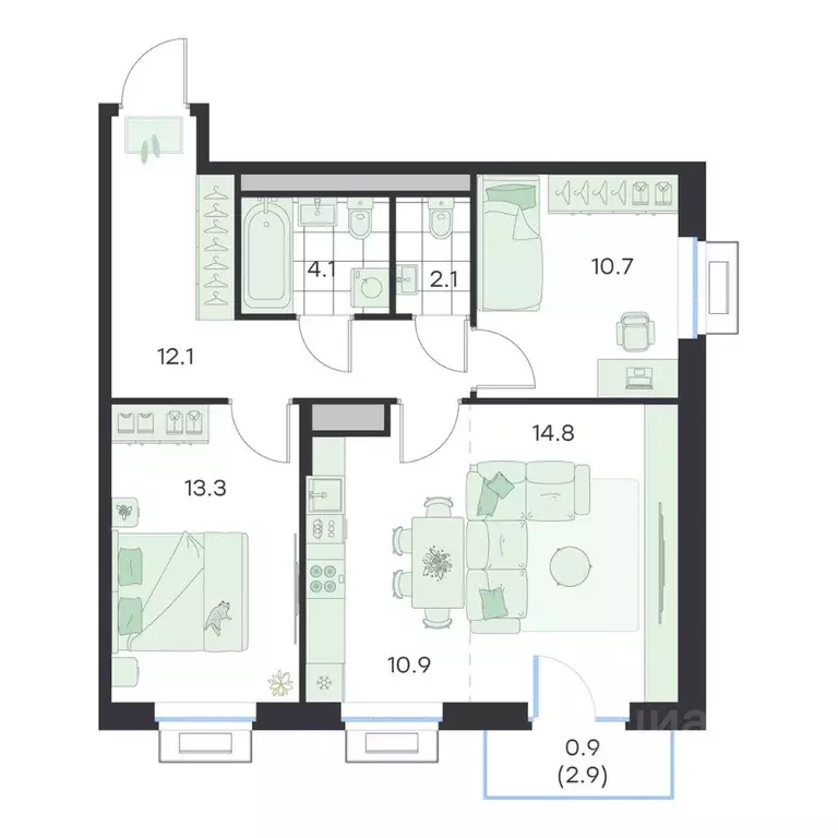 3-к кв. Московская область, Раменское G3 Михалевич жилой комплекс ... - Фото 1