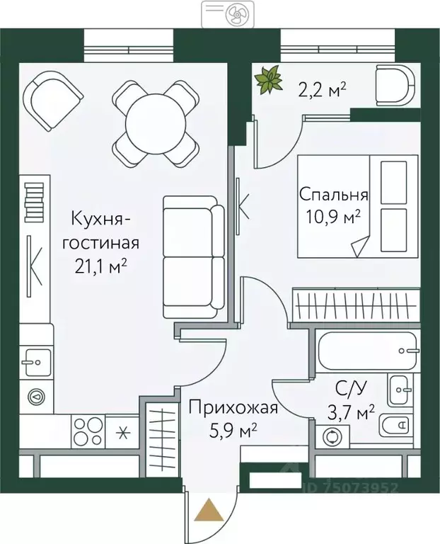 1-к кв. Волгоградская область, Волгоград Новосибирская ул., 74с1 (43.8 ... - Фото 0