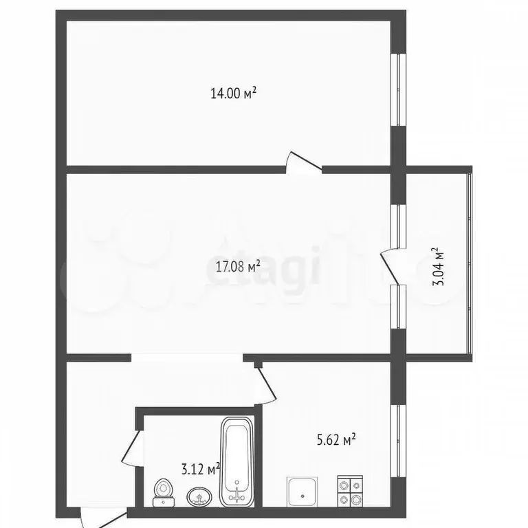 2-к. квартира, 47 м, 5/5 эт. - Фото 0