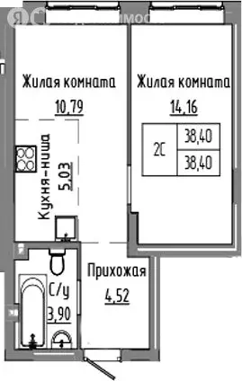 2-комнатная квартира: Краснообск, жилой комплекс Базилик (38.4 м) - Фото 0