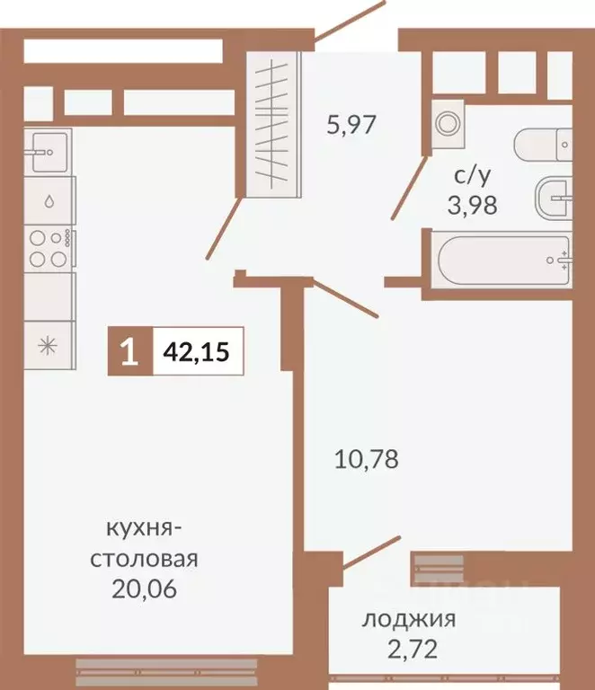 1-к кв. Свердловская область, Екатеринбург пер. Старателей (42.15 м) - Фото 0