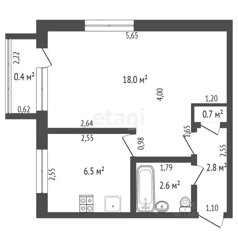 1-к кв. Брянская область, Брянск Новозыбковская ул., 15 (30.6 м) - Фото 1