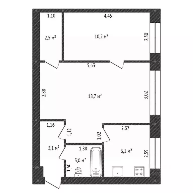 2-к кв. Башкортостан, Уфа просп. Октября, 130 (43.6 м) - Фото 1