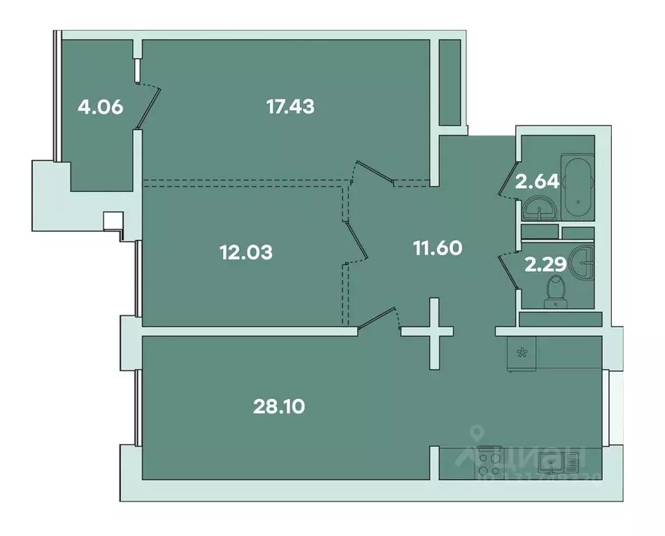 2-к кв. Иркутская область, Иркутск ул. Петрова, 18 (81.2 м) - Фото 0