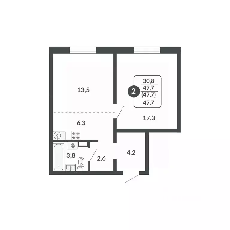 2-к кв. Кировская область, Киров Московская ул., 209 (47.7 м) - Фото 1