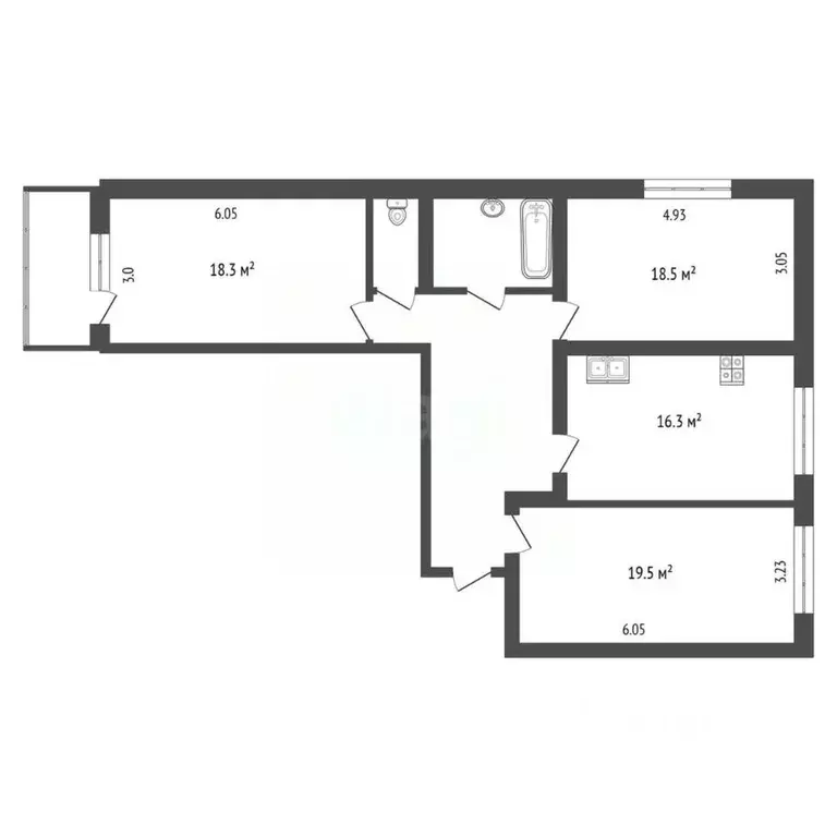 3-к кв. Ярославская область, Ярославль Тверицкая наб., 58Ак1 (93.0 м) - Фото 2