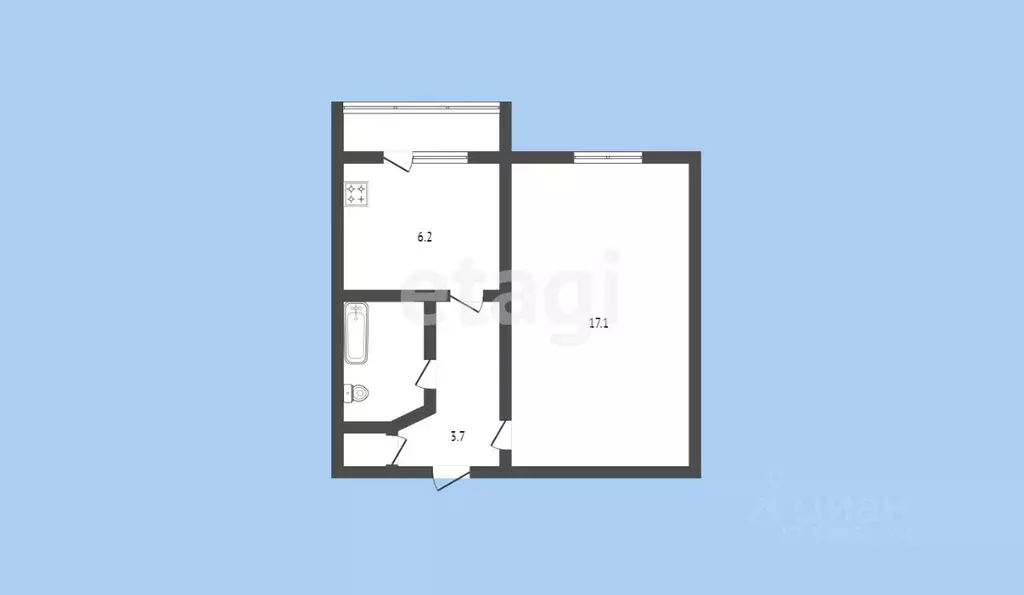 1-к кв. Карачаево-Черкесия, Черкесск ул. Умара Алиева, 18 (30.7 м) - Фото 1