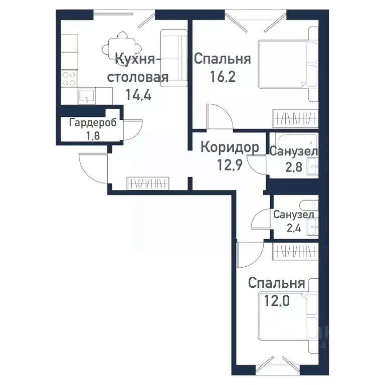 2-к кв. Челябинская область, Челябинский городской округ, пос. ... - Фото 1