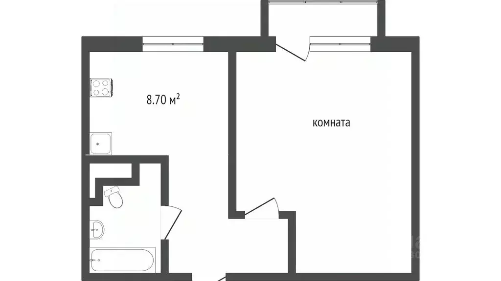 1-к кв. Омская область, Омск просп. Космический, 14Дк1 (34.9 м) - Фото 2