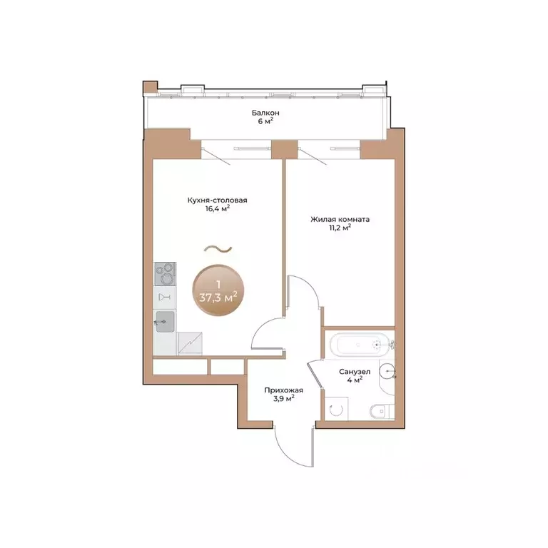 1-к кв. Красноярский край, Красноярск ул. Партизана Железняка (37.3 м) - Фото 2