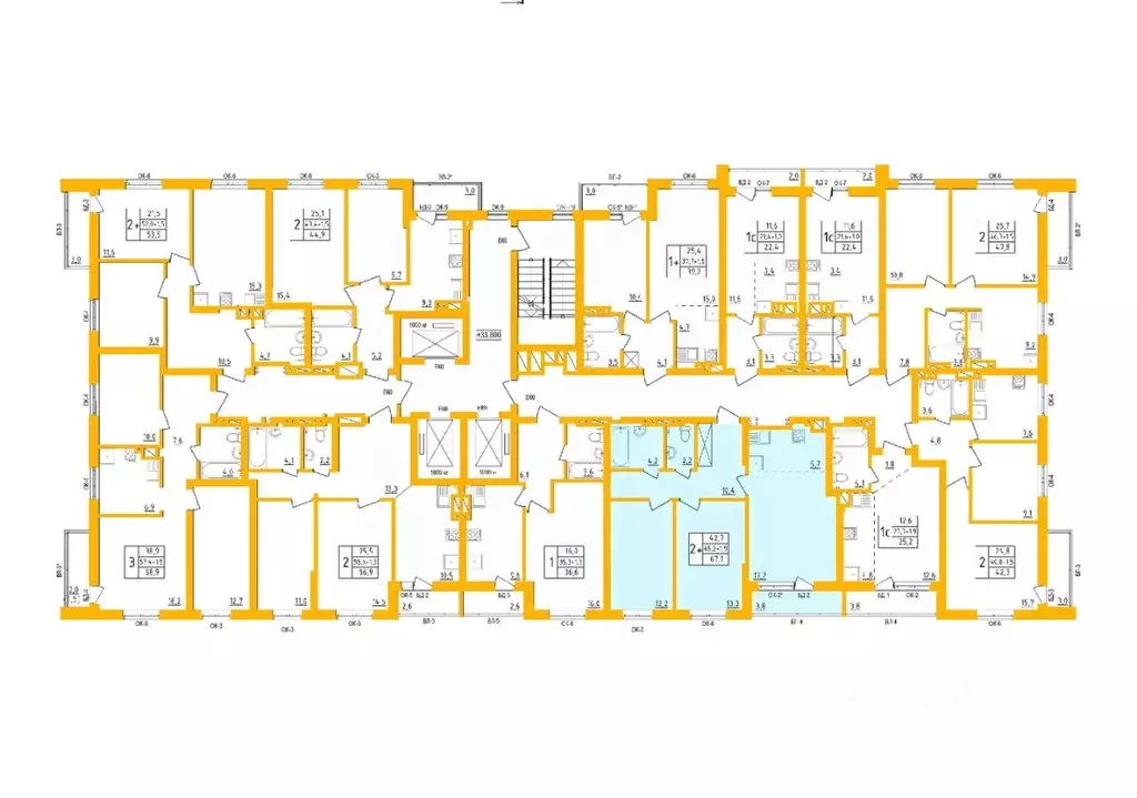 2-к кв. Башкортостан, Уфа Инорс-4Б мкр, Акварель жилой комплекс (67.0 ... - Фото 2