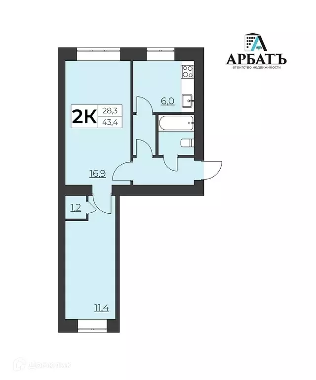 Продаётся 2-к квартира, 43.4 м - Фото 0