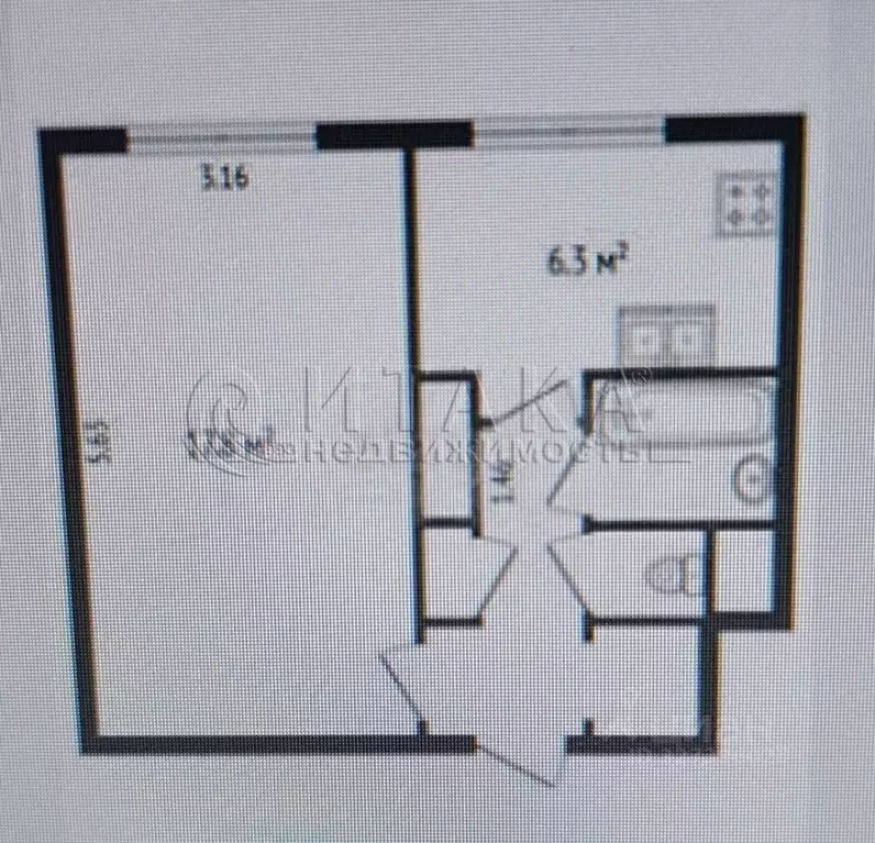 1-к кв. Санкт-Петербург ул. Пионерстроя, 7К3 (31.9 м) - Фото 1