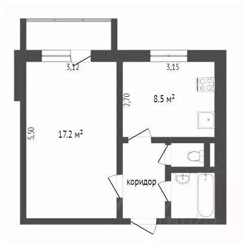 1-к кв. Белгородская область, Белгород ул. Есенина, 16 (33.3 м) - Фото 2