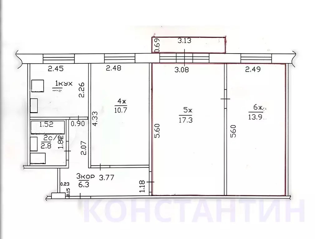 3-к кв. Смоленская область, Смоленск ул. Попова, 6 (56.6 м) - Фото 0