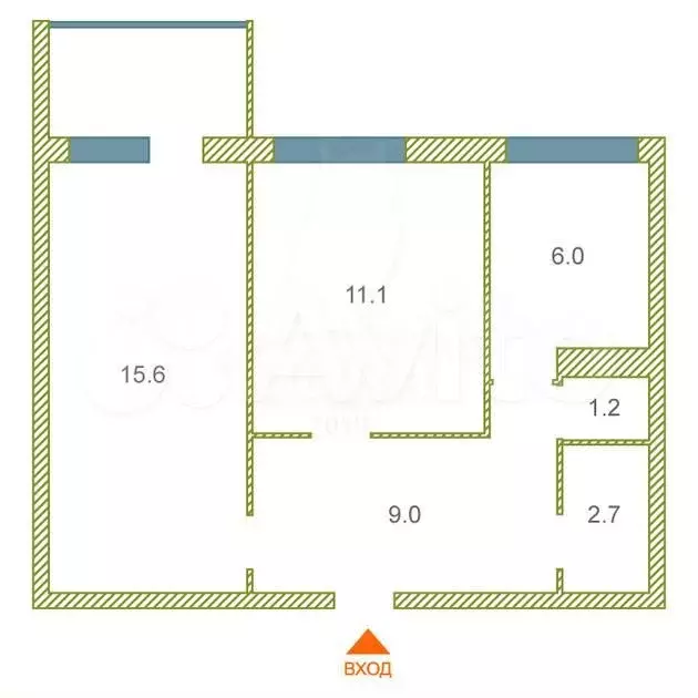 2-к. квартира, 45,1 м, 8/8 эт. - Фото 0